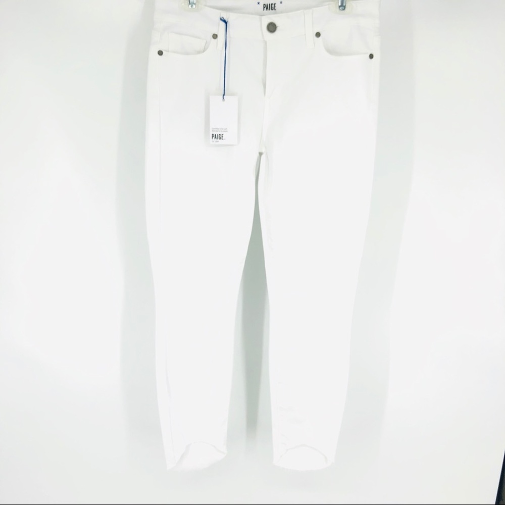 NWT Paige Curved Hem Mid Rise White Jeans Size 29 - Picture 3 of 8